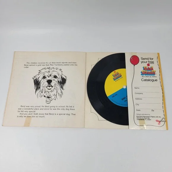VTG Benji Goes To School See Hear Read Along Book & Vinyl Record Kid Stuff 1982 - Picture 7 of 8